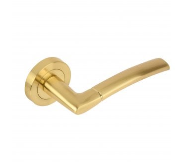 Hunta Nemo Door Handle on Rose - Satin Brass
