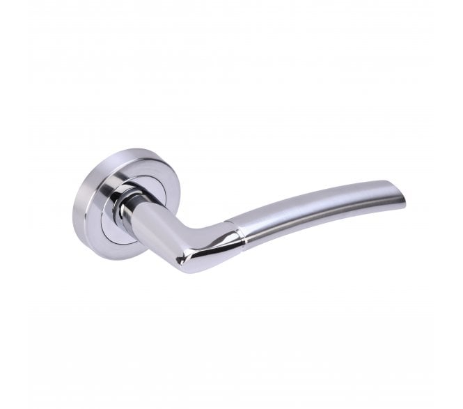 Hunta Nemo Door Handle on Rose - Satin Chrome/Polished Chrome