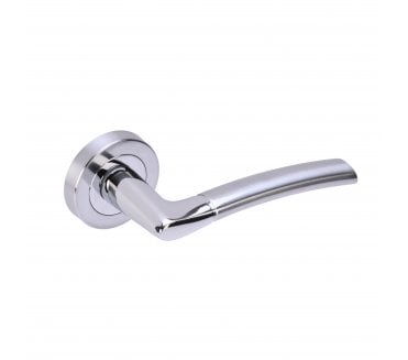 Hunta Nemo Door Handle on Rose - Satin Chrome/Polished Chrome