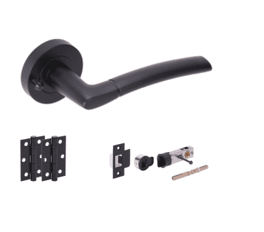 Hunta Nemo Matt Black Privacy Door Handle Bullet Latch Pack (x2 hinges)