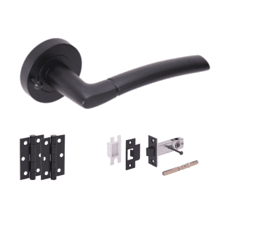 Hunta Nemo Matt Black Privacy Door Handle Latch Pack (x2 hinges)