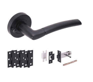 Hunta Nemo Matt Black Privacy Door Handle Latch Pack (x3 hinges)