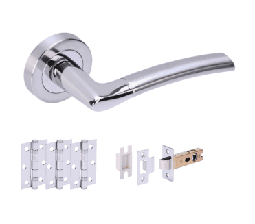 Hunta Nemo Polished/Satin Chrome Door Handle Latch Pack (x3 hinges)