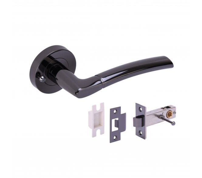 Hunta Nemo Privacy Door Handle on Rose W/Privacy Latch - Black Nickel