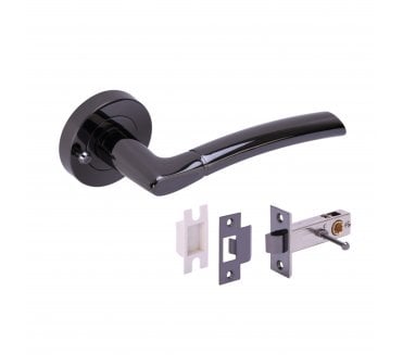 Hunta Nemo Privacy Door Handle on Rose W/Privacy Latch - Black Nickel