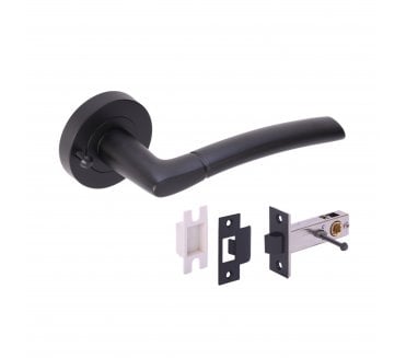 Hunta Nemo Privacy Door Handle on Rose W/Privacy Latch - Matt Black
