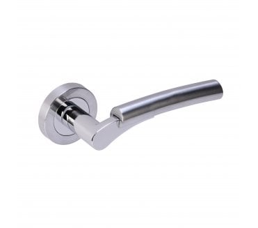 Hunta Raida Door Handle on Rose - Satin Chrome/Polished Chrome