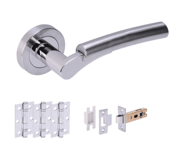 Hunta Raida Polished/Satin Chrome Door Handle Latch Pack (x3 hinges)