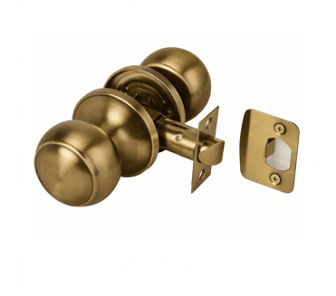 Hunta Riva Door Knobset C/W Adjustable Latch - Antique Brass