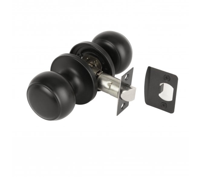 Hunta Riva Door Knobset C/W Adjustable Latch - Matt Black