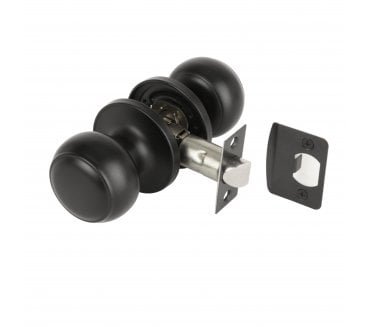 Hunta Riva Door Knobset C/W Adjustable Latch - Matt Black