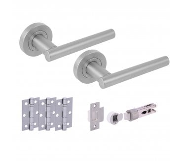 Hunta SOLUS Door Handle Bullet Latch Pack (x3 76mm hinges) - Satin Chrome