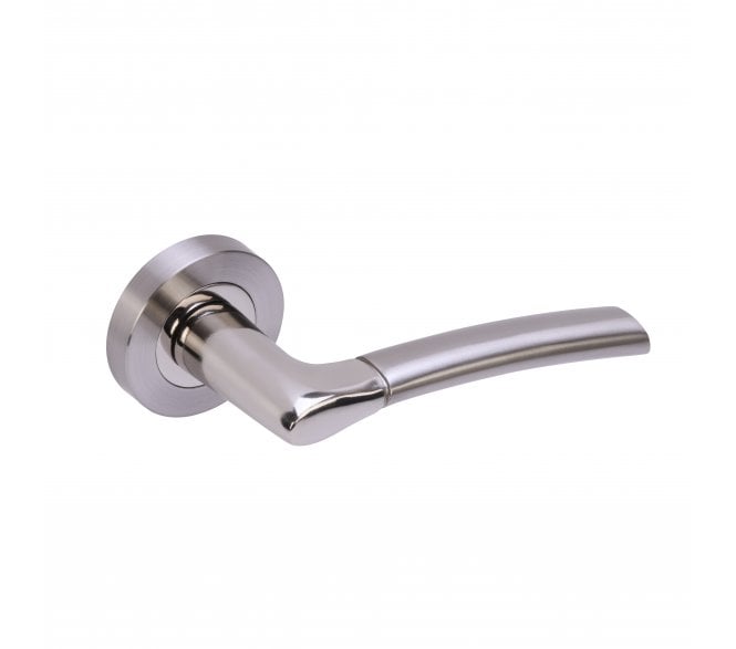 Hunta Ursa Door Handle on rose - Satin Nickel/Polished Nickel
