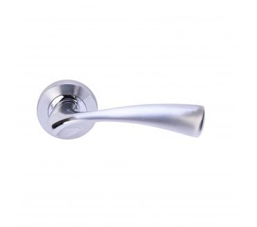 Hunta Volans Door Handle on Rose - Polished/ Satin Chrome