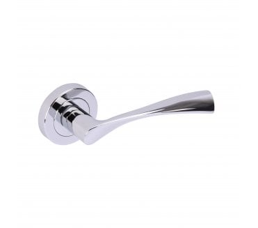 Hunta Zena Door Handle on Rose - Polished Chrome