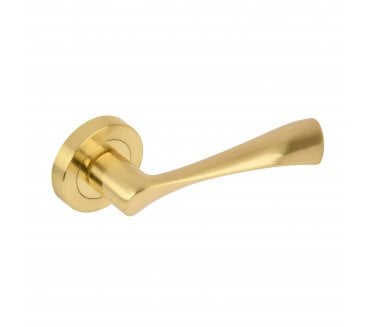 Hunta Zena Door Handle on Rose - Satin Brass