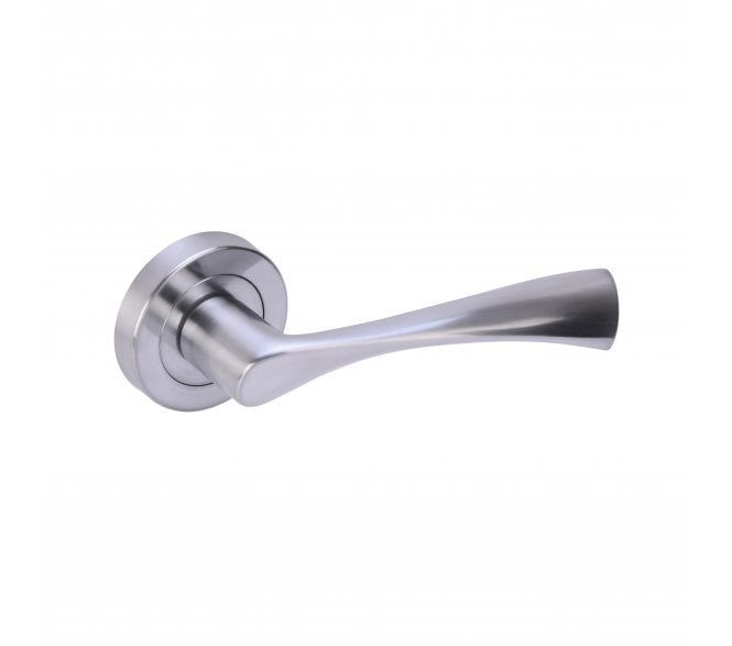 Hunta Zena Door Handle on Rose - Satin Chrome