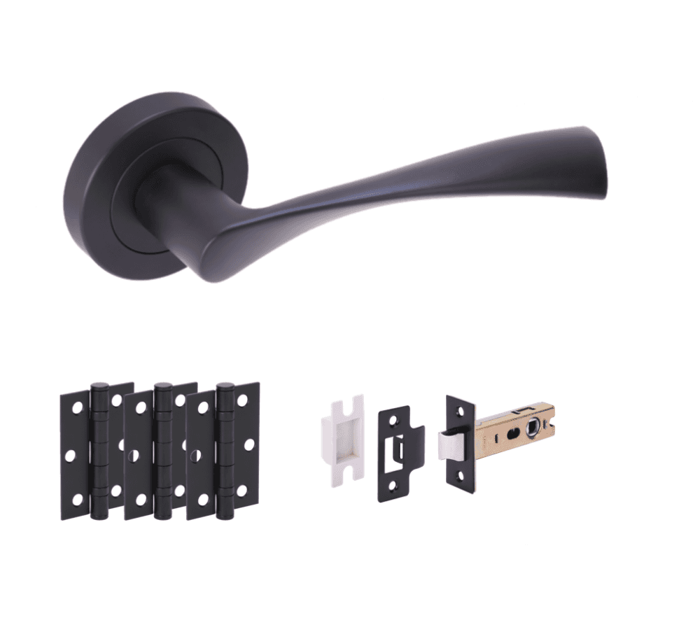 Handlestore Victorian Scroll Matt Black Door Handles - Pack Of 5, 120x42mm, Reversible