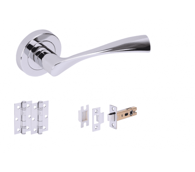Hunta Zena Polished Chrome Door Handle Latch Pack (x2 hinges)