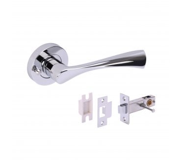 Hunta Zena Privacy Door Handle on Rose W/Privacy Latch - Polished Chrome