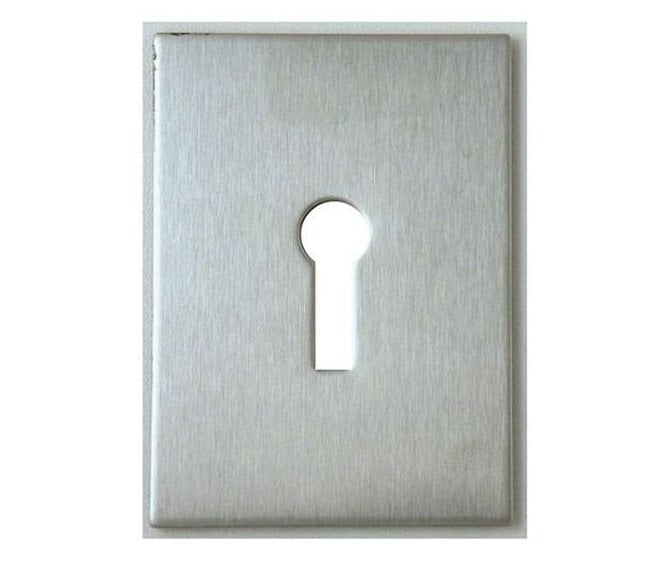 JE2 Self Adhesive Keyhole Escutcheon Plate 66x48mm - Satin Stainless