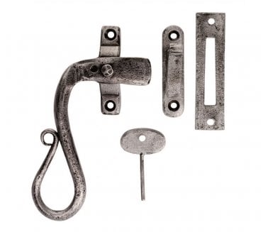 Ludlow Foundries PE1006LH Monkeytail Locking Casement Fastener (Left Hand) - Pewter