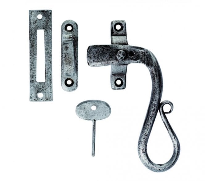 Ludlow Foundries PE1006RH Monkeytail Locking Casement Fastener (Right Hand) - Pewter