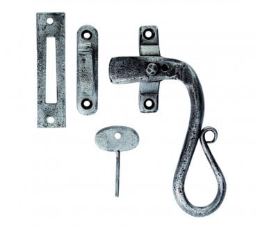Ludlow Foundries PE1006RH Monkeytail Locking Casement Fastener (Right Hand) - Pewter