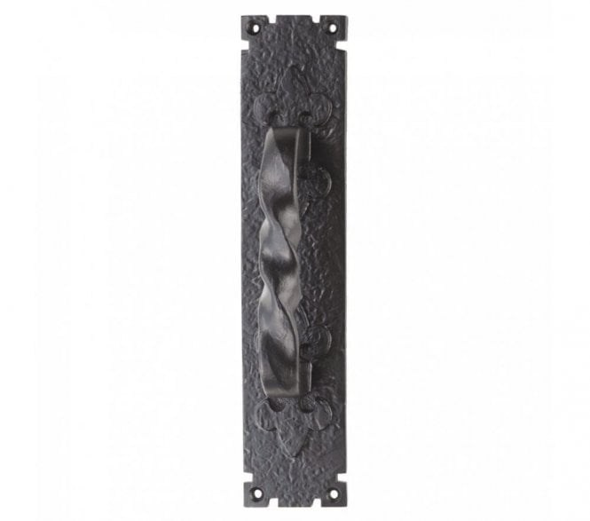 Ludlow LF5101 Barley Twist Pull Handle On Backplate 310x65mm - Black Antique
