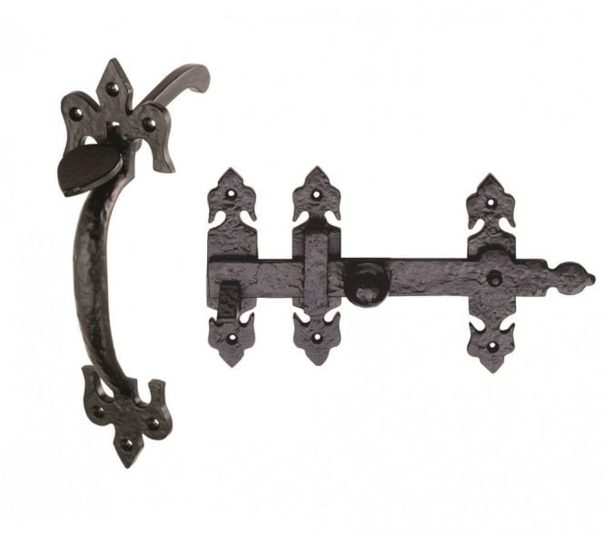 Ludlow LF5548 Fleur-Dy-Lys Thumb Latch Set -  Black Antique