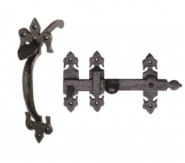 Ludlow LF5548 Fleur-Dy-Lys Thumb Latch Set -  Black Antique