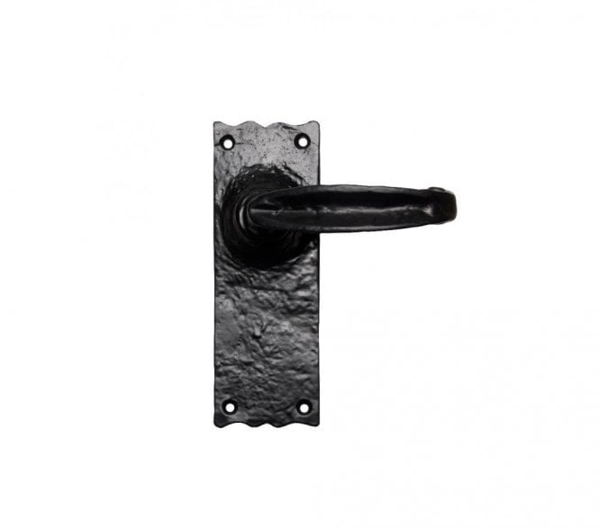 Ludlow V-Style Door Handles On Backplate - Black Antique
