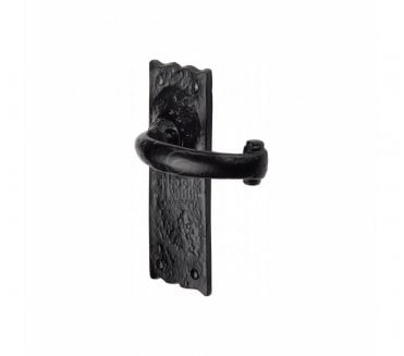 M Marcus Colonial Door Handles On Backplate - Black Antique