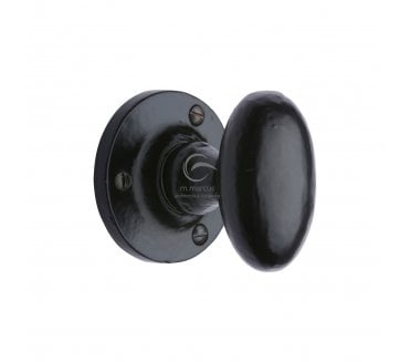 M Marcus FB4555 Knowle Oval Door Knob Set  - Rustic Black