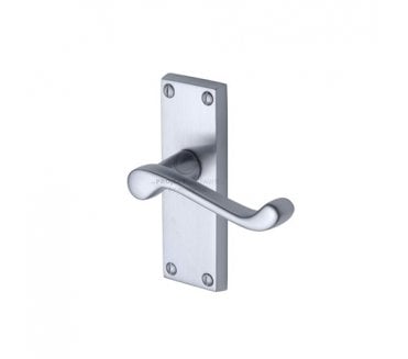 M.Marcus Malvern Victorian Scroll Door Handles On Backplate - Satin Chrome
