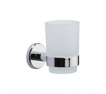 M.Marcus Oxford Single Tumbler Holder Frosted Glass - Polished Chrome