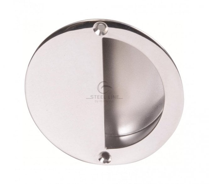 M Marcus Steel Line Circular Sliding Flush Pull - Polished Stainless Steel
