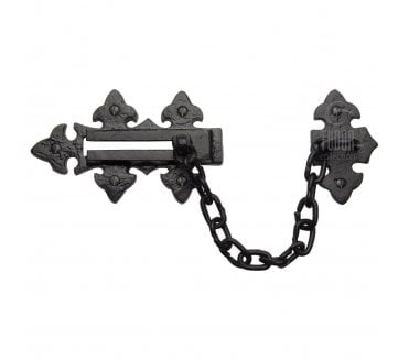 M Marcus TC107 Fleur De Lys Door Security Chain - Black Antique