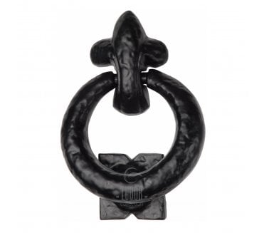 M Marcus TC335 Tudor Fleur De Lys Ring Door Knocker - Black Antique