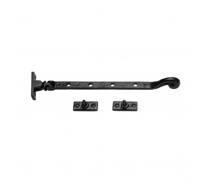 M Marcus TC380 Scroll End Casement Stay 254mm - Black Antique