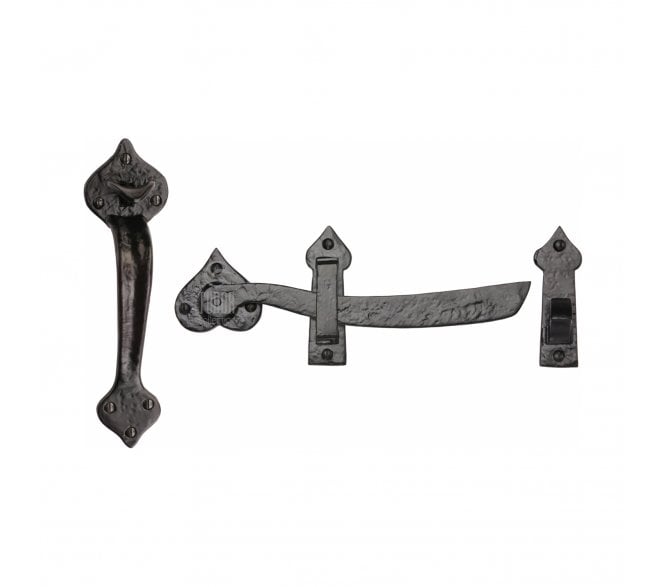 M Marcus TC567 Tudor Gate Handle Latch - Black Antique