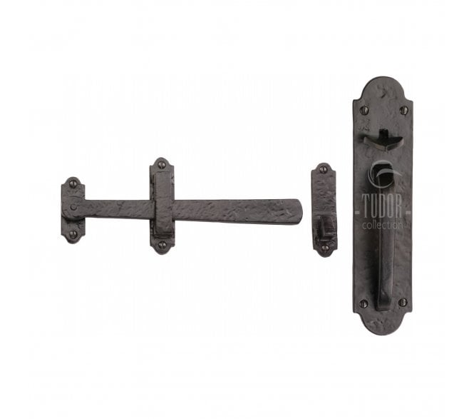 M Marcus TC569 Tudor Gate Handle Latch Set - Black Antique