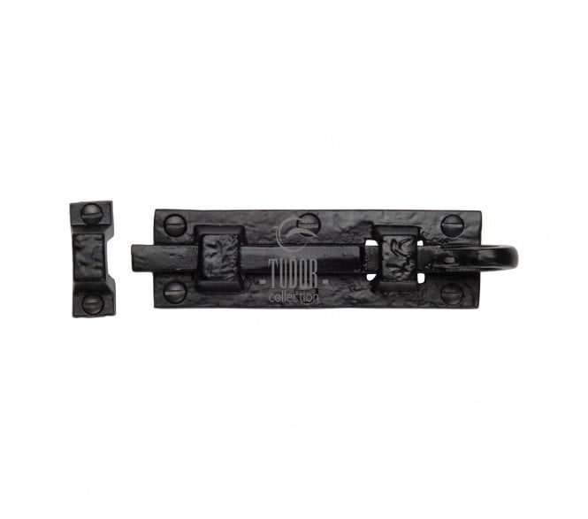 M Marcus Tudor TC158 Monkey Tail Straight Door Bolt 102mm - Black Antique