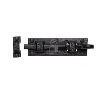 M Marcus Tudor TC158 Monkey Tail Straight Door Bolt 102mm - Black Antique
