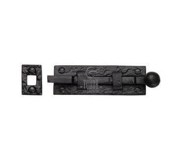 M Marcus Tudor TC169 Cranked Door Bolt - 102mm - Black Antique