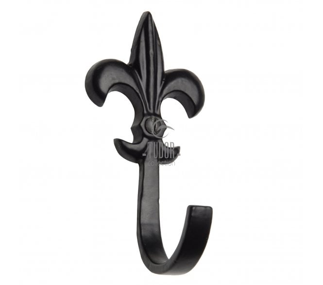 M Marcus Tudor TC697 Fleur De Lys Coat Hook - Black Antique