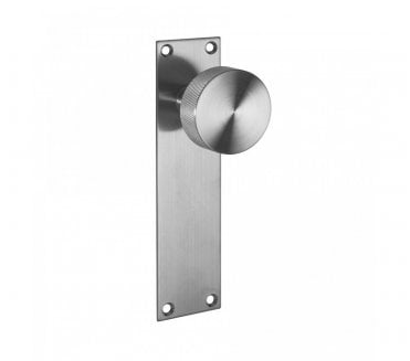 Manhattan Knurled Door Knobs On Backplate - Stainless Steel