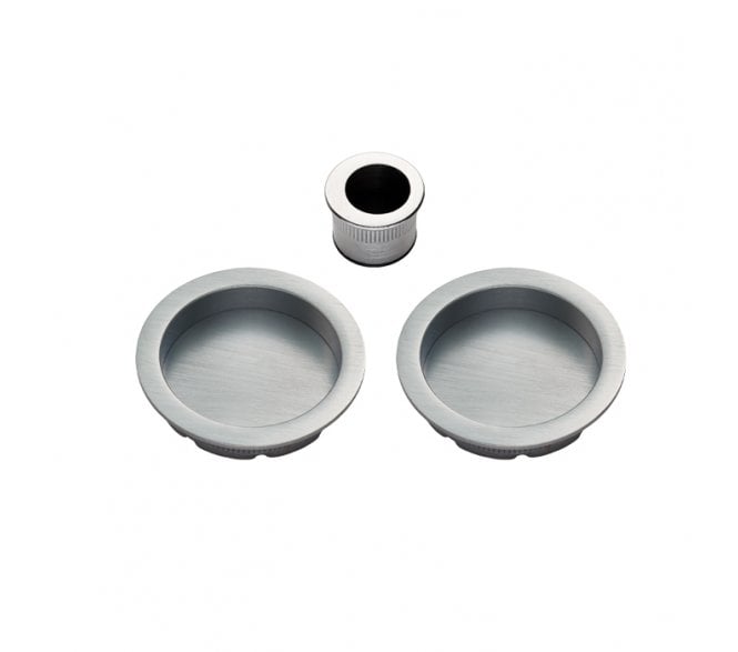 Manital ART54A Sliding Door Flush Pulls W/ Edge Pull - Satin Chrome