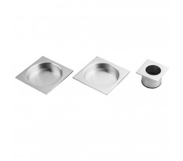Manital ART54AQ Sliding Door Flush Pulls W/ Edge Pull (Square) - Satin Chrome