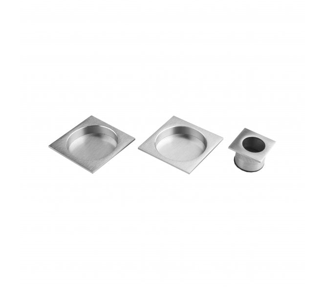 Manital ART54AQ Sliding Door Flush Pulls W/ Edge Pull (Square) - Satin Nickel